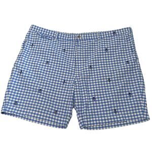 Polo Ralph Lauren Gingham Shorts Men Size 50 Big Skull Embroidered Preppy